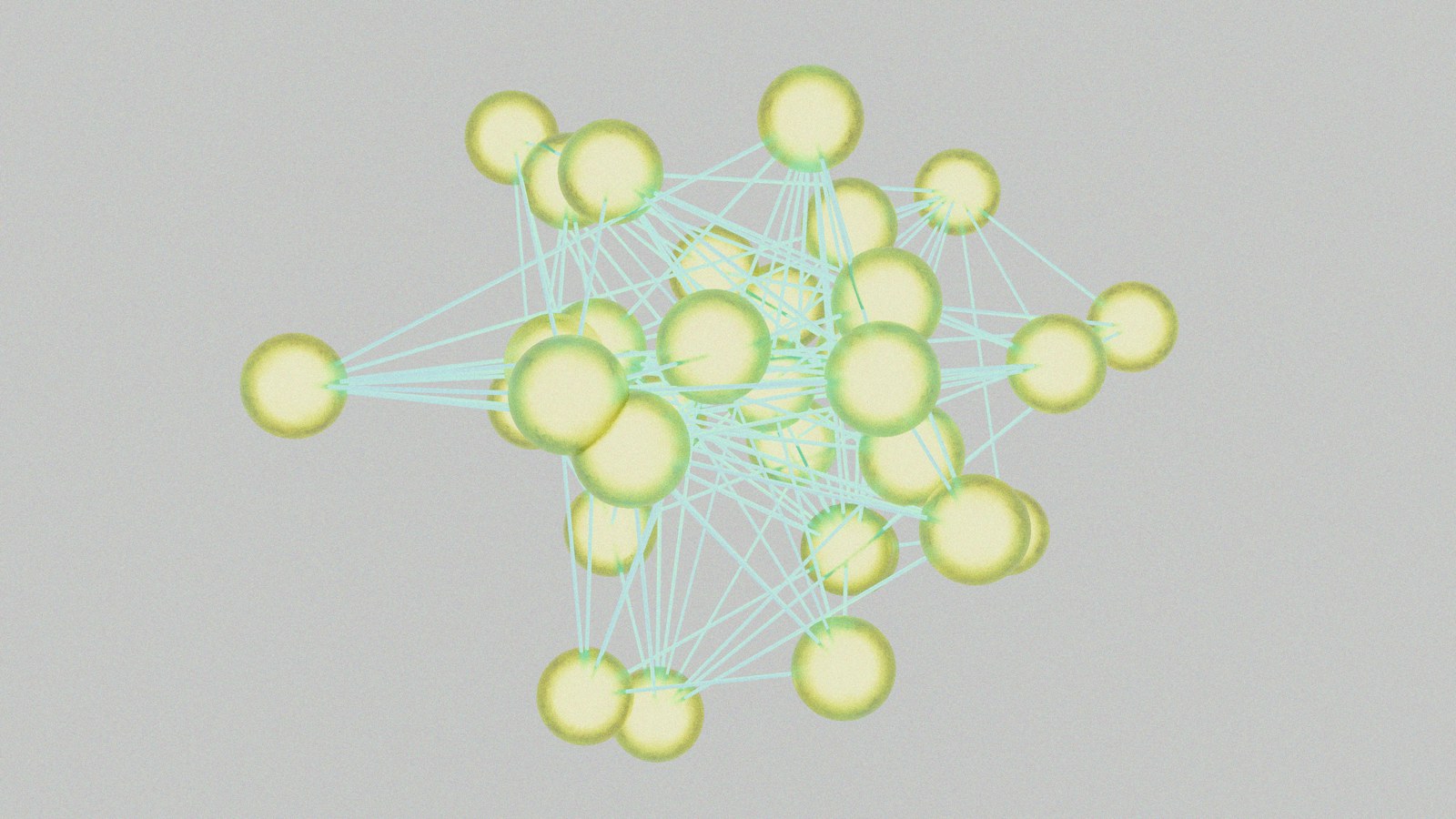 A computer generated image of a cluster of spheres
