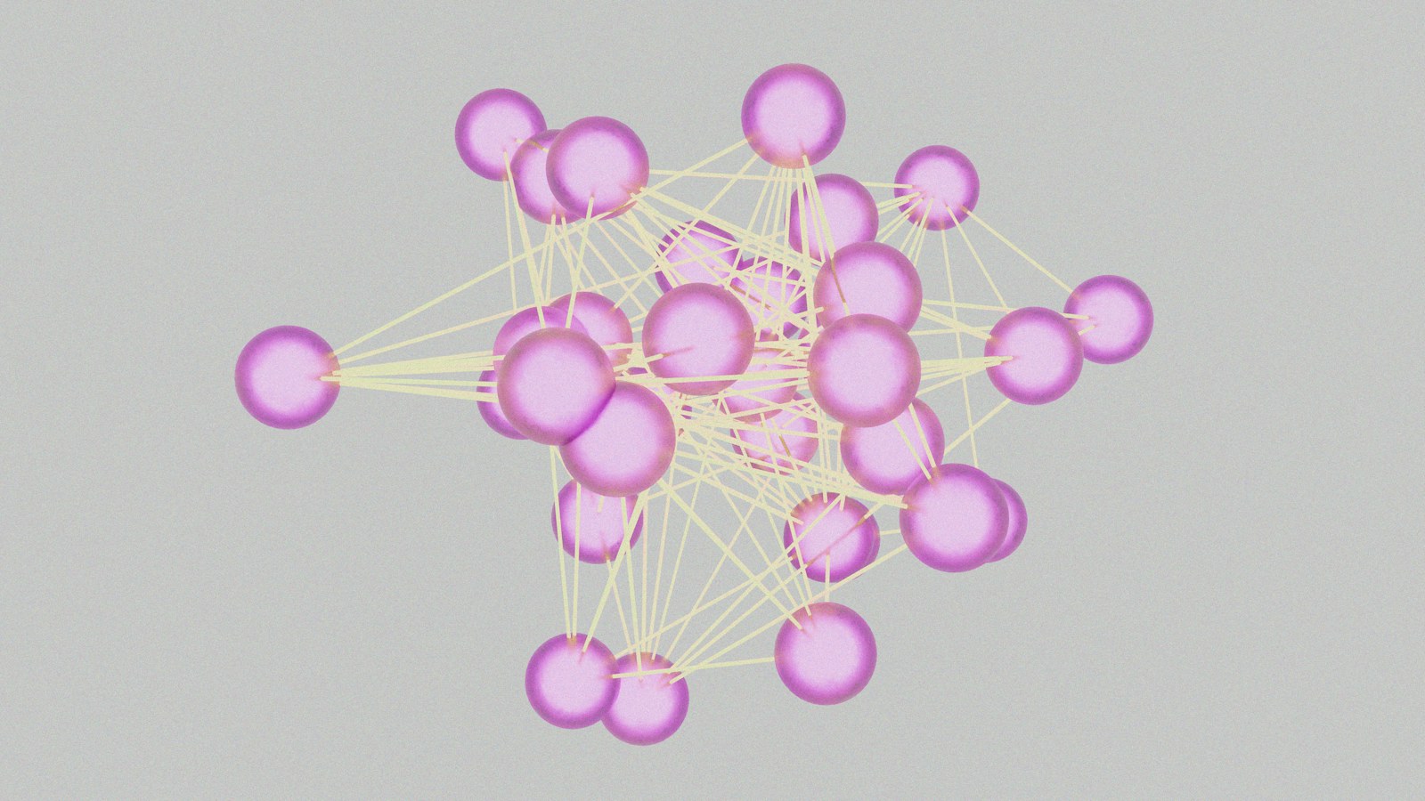 A computer generated image of a cluster of spheres