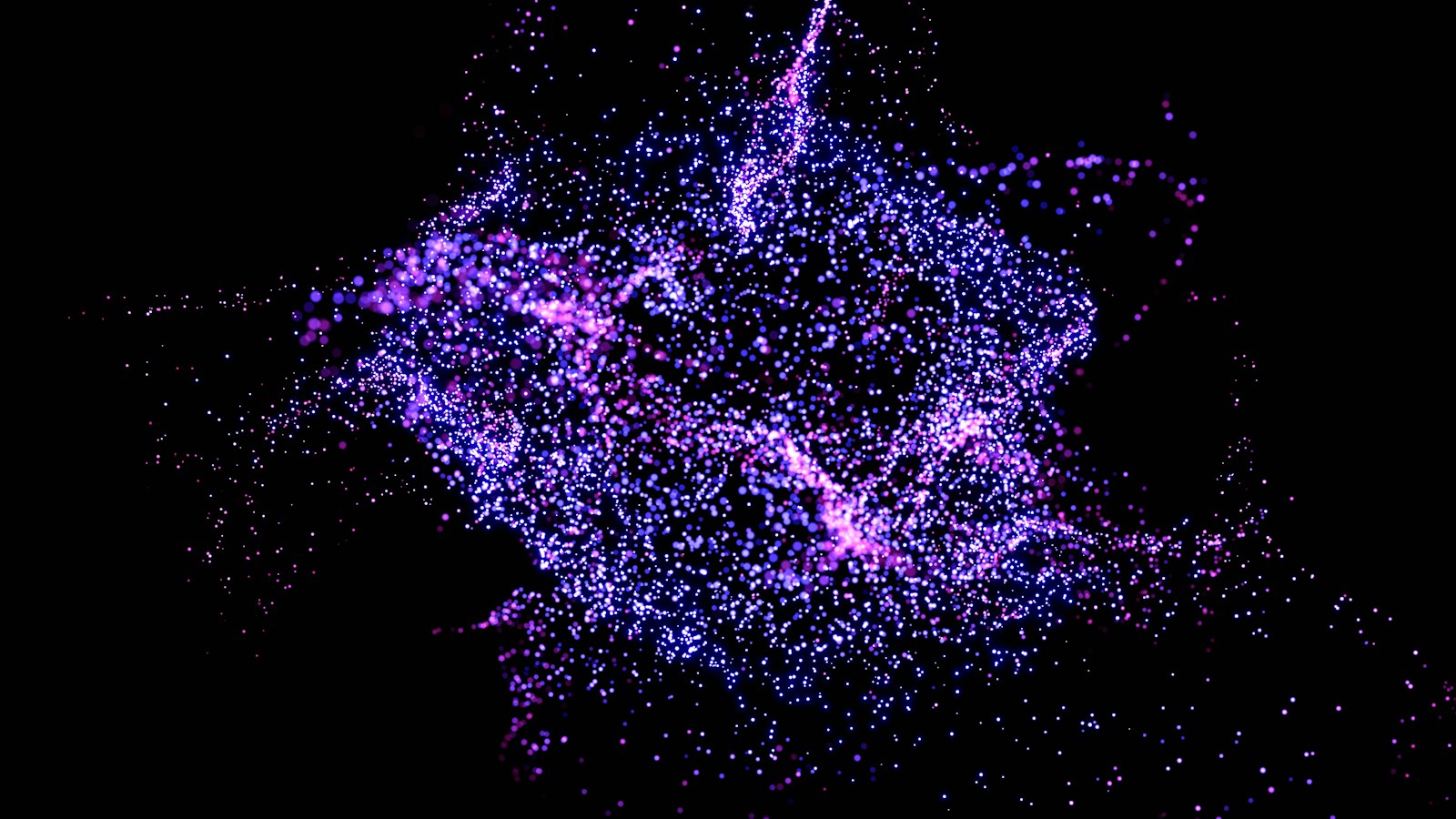 a purple and black background with lots of dots