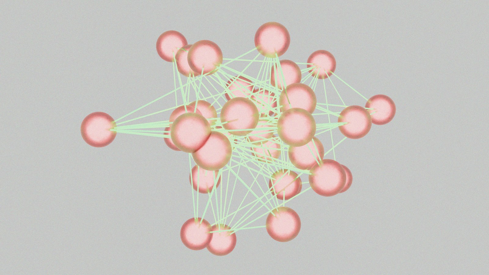 A computer generated image of a cluster of spheres