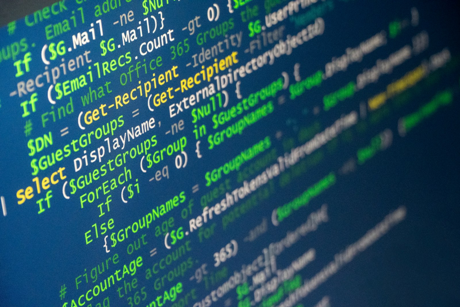 Code on a computer screen