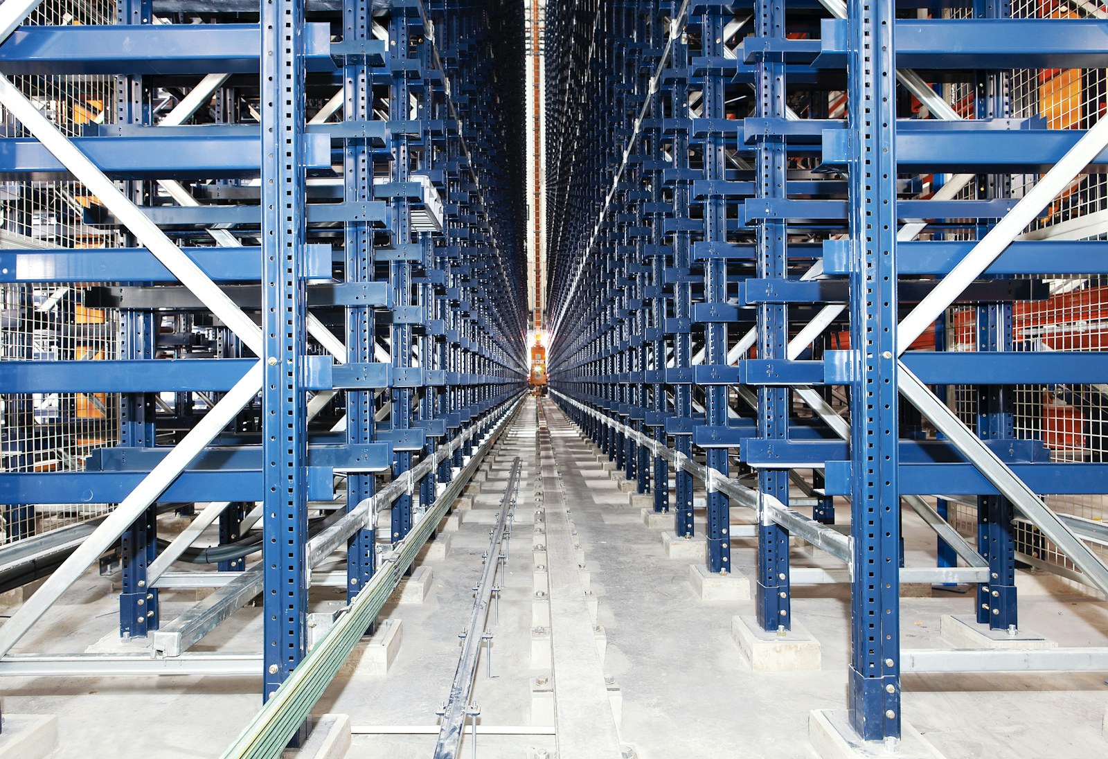 a long blue bridge