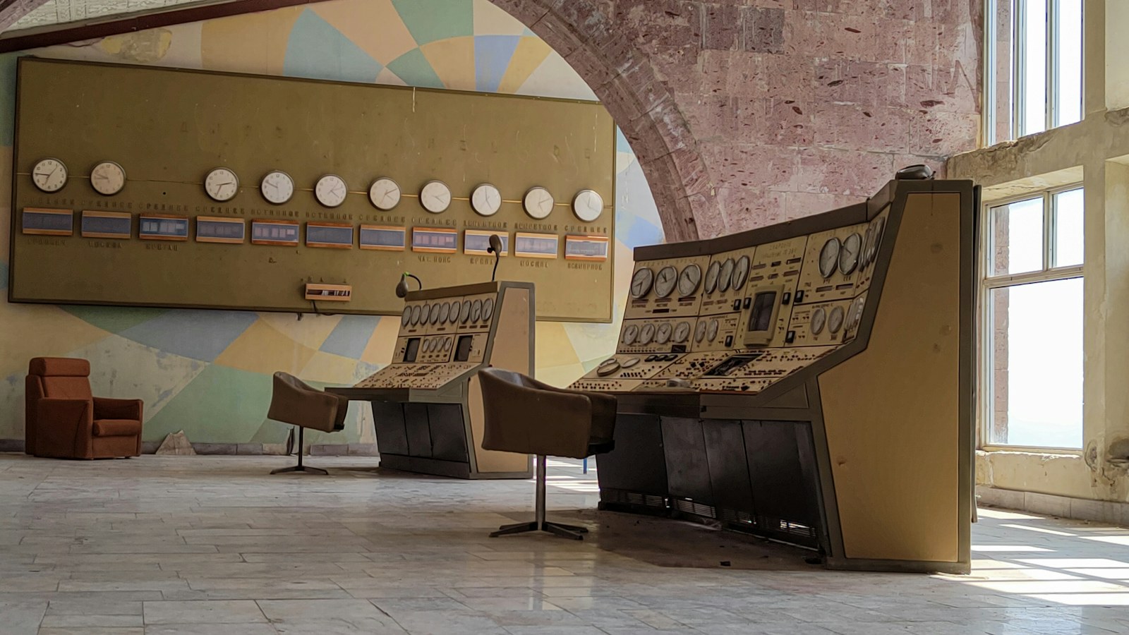 Old control room with vintage technology