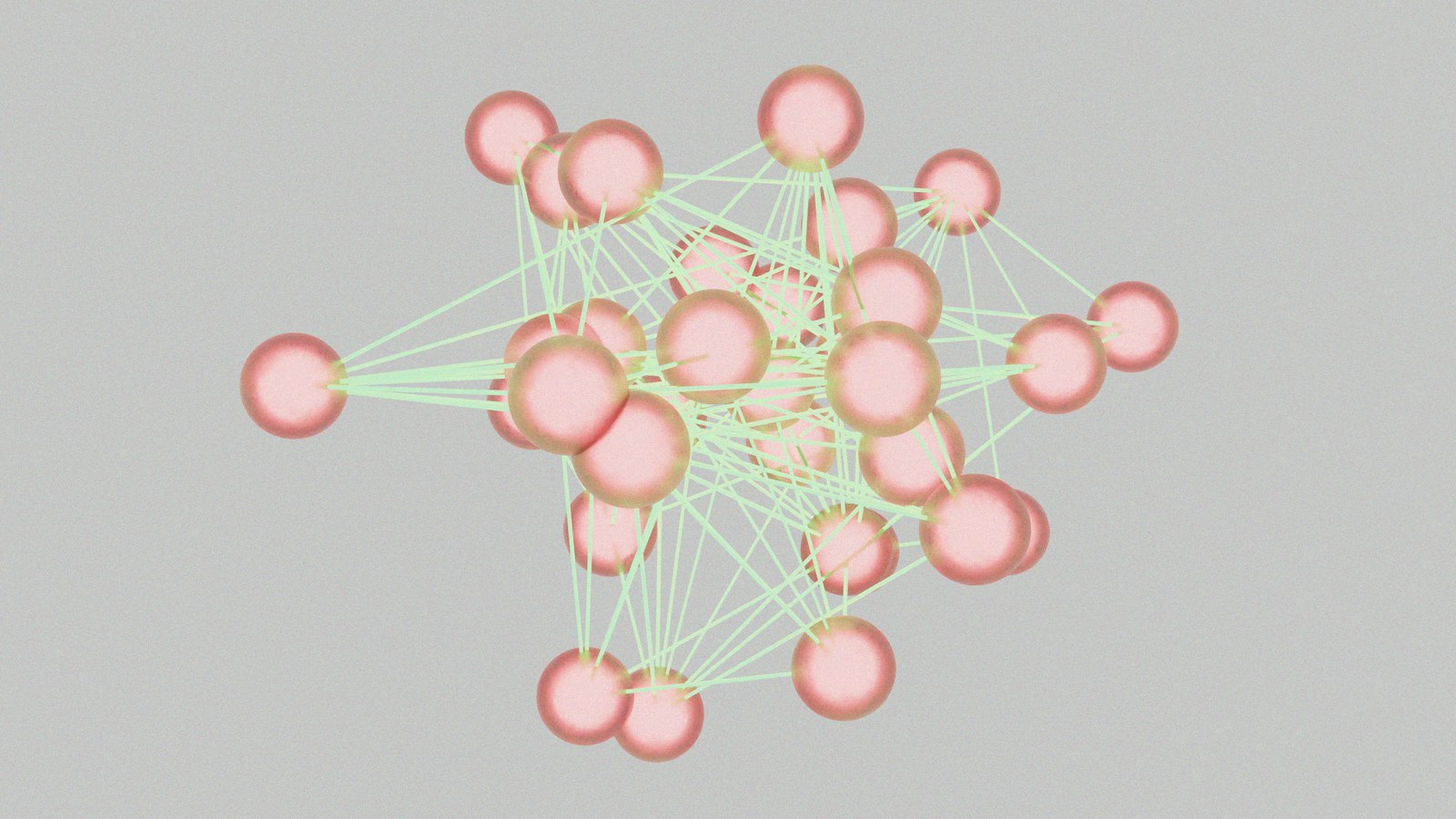 A computer generated image of a cluster of spheres