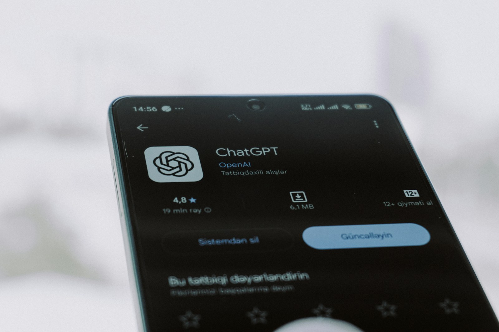 The image shows the chatgpt app on a phone